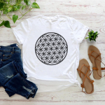Seed of Life T-s&auml;rk Flower of Life T-s&auml;rk Lilleline T-s&auml;rk Naiste T-s&auml;rk L&uuml;hikeste varrukatega Graafilised T-s&auml;rgid Naiste vabaaja topid XL