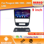 Android Autoraadio Peugeot 406 1995 - 2005 LHD Video Multimeedia Bluetooth M&auml;ngija Navigatsioon GPS 4G Carplay Autoradio 4 core 1GB+32GB carplay black