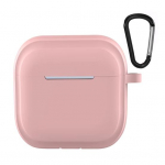 Kaitse&uuml;mbris Airpods 4-2024 pehmest silikoonist k&otilde;rvaklappide kate koos kandeklambriga for Airpods 4 roosa