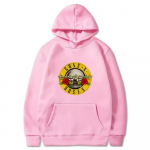 Meeste Guns N Roses Tr&uuml;kitud kapuutsid Puuvillane Hard Rock Band Meeste ja naiste Pullover Hip Hop Muusikariided S roosa