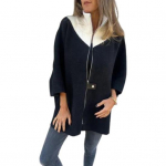Lady Spring s&uuml;gismantli alus krae T&otilde;mblukk Sulgemine Lahtine 3/4 varrukad jakk Cardiagn Colorblock Igap&auml;evane kandmine Peod Kontori topp M must