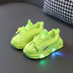 Zapatillas LED laste tossud s&uuml;gisesed hingavad t&uuml;drukute vabaajajalatsid Pehme tallaga poiste tennisejalatsid luminestsentskingad Lastejalatsid Zapatos Ni&ntilde;a 21-insole13.3cm roheline
