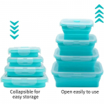4 tk silikoonist kokkupandavad kaanega toidukonteinerid Silikoonist l&otilde;unakarp Bento Box BPA-vaba k&ouml;&ouml;gisahvri jaoks 4PCS