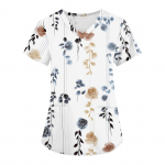 Naiste moodsad V-kaelusega l&uuml;hikeste varrukatega t&ouml;&ouml;r&otilde;ivad, taskutega, tr&uuml;kitud topid L armee roheline v&auml;rv