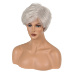 Euroopa ja Ameerika valge naiste parukas h&otilde;behallid l&uuml;hikesed juuksed, peakatted, keemilisest kiust parukas l&uuml;hikesed sirged juuksed