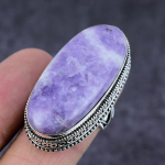 Natural Lepidolite Stone Gemstone Handmade 925 Sterling Silver Ring Size 9 t4e76