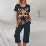 2-osalised komplektid naistele suvine l&uuml;hikeste varrukatega topp ja taskutega p&uuml;ksid. Pehmed treeningkomplektid XXL