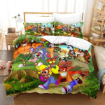 Crash Bandicoot Voodipesukomplekt &Uuml;heinimese Twin T&auml;iskasvanu Queen King Suuruses Voodikomplekt T&auml;iskasvanud Laste Magamistuba Tekikoti Komplektid 3D Anime Voodilina Komplekt AU Single 140x210cm