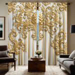 2-osalised HD digitaalsed kollase v&auml;rvi kuldsed Euroopa reljeefse &otilde;ieornamendiga kardinad Kodu kaunistamise stiil Dekoratiivne elutuba magamistuba Vardaga W52H63inchW132H160cm