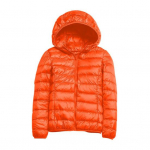 Naiste talve sulejope kapuutsi ja t&otilde;mblukuga taskud T&otilde;mblukuga polsterdatud &uuml;hev&auml;rvilised l&uuml;hikesed &uuml;ler&otilde;ivad pikkade varrukatega Kerge &otilde;huke jakk S oranž