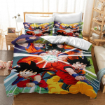 Anime Dragon-Ball Voodipesukomplekt, Anime 3D Draakoni Tekikott, Teki- ja padjakomplekt Super Saiyan voodipesukomplekt 135x200cm 2pcs