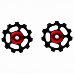 2tk Alumiiniumisulamist 11T CNC Jockey Ratta tagumine k&auml;iguvahetaja rihmaratas jalgratta jalgrattale(must+punane) must