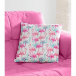 Coussin - Non sp&eacute;cifi&eacute; - Flamants roses - 37x37 cm - 100% polyester - D&eacute;houssable