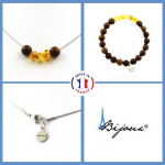 Pierres et Min&eacute;raux. Parure Bracelet Collier perles bois 8 mm + Ambre v&eacute;ritable de la mer Taille personnalisable.