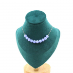 Pierres et Min&eacute;raux. Collier 10 perles Agate crazy lace bleu 8 mm Chaine en acier inoxydable.
