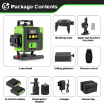 HGLINE 4D Laser Level 16 Line P&ouml;&ouml;ratav Tasapinnaline Masin Laetav 360 Automaatne Roheline Tasandust&ouml;&ouml;riist APP Kaugjuhtimispuldiga 2xBattery Set