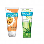 Everyuth kooriv kreeka p&auml;hkli koorija, 50 g ja toitev aloe vera ja kurgi geel, 100 g, kombineeritud pakend