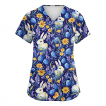 Naiste moodsad V-kaelusega l&uuml;hikeste varrukatega t&ouml;&ouml;r&otilde;ivad, taskutega, tr&uuml;kitud topid L armee roheline v&auml;rv