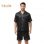 2tk/komplekt Meeste pidžaamakomplekt, rev l&uuml;hikeste varrukatega, &uuml;herealised topsid, elastne v&ouml;&ouml;koht l&uuml;hikesed p&uuml;ksid, &uuml;hev&auml;rvilised satiinist magamisriided S roheline