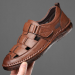 Meeste 2024 suvised ehtsast nahast kinnise ninaga sandaalid - Hingav lehmanahk, pehme tald keskealistele isadele 42 pruun