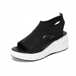 Moodne Elegantne Avatud Varbaga Suvine Uued Mugavad Vabaaja Spordisandaalid Naistele Rhinestones S&auml;delevad Kiilkontsaga Platvormsandaalid 34 must