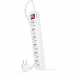NANOCABLE 10.37.0006 &ndash; Blokeeritud mitmekordne 6 hinda avec Interrupteur, Blanc.