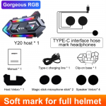 Y20 mootorrattakiiver Bluetooth-peakomplekt BT5.3 vabak&auml;ek&otilde;ne juhtmevaba m&uuml;rasummutusega veekindel k&otilde;rvaklapid RGB valgusega