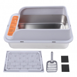 Eriti suur kassiliivakast suure mahutavusega roostevabast terasest pritsmekindel avatud &uuml;laosaga lihtne puhastada jaoks XL helehall v&auml;rv