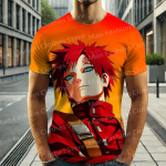 Suvine Japani Anime Naruto Gaara Lahe Stiil 3D Prindiga L&uuml;hikeste Varrukatega Meeste Naiste T-s&auml;rk R&otilde;ivad Mood Poisid L&uuml;hikeste Varrukatega T&auml;navamood 3XL