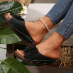 Ladies Shoes Open Toe Women's Slippers Outdoor Casual Slippers Women Floral Round Toe Wedges Platform Plus Size Sandals 36
