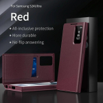 Nahkne S-View Windows rahakotiga klapiga &uuml;mbris Samsung Galaxy S25/S24/S23/S22 Ultra Plus S23 FE S25edge A56 A55 kaarditaskuga p&otilde;rutuskindlale &uuml;mbrisele For Galaxy S25Ultra&With Packet Box punane