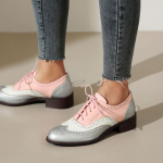 Dropship Naiste Briti Patchwork Retro Brogue Kingad Kevad Vintage Paelad Ruudukujulised Madalad Kontsad Mary Janes Kingad Suur Suurus 48 39