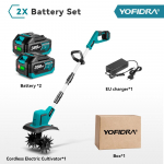 YOFIDRA Harjadeta Elektriline Aiafrees Kultivaator Muruniiduk Mullakultiveerimiseks Aiat&ouml;&ouml;riist Sobib Makita 18V Akupesadega 2*388VF EU Plug