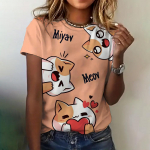 Naiste riided Armas T-s&auml;rk Suvine Crewneck L&uuml;hikeste Varrukatega Kassimustriline Top Avar vaba vabaaja Mugav Riietus Naiste T-s&auml;rk S