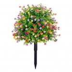 Artificial Topiary with Flowers Outdoor Fake Bushes Plants with Ground Spike UV Resistant Faux Flowers for Garden Patio Balcony Decor mitmev&auml;rviline