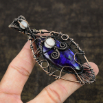 Blue Labradorite, Moonstone Copper Wire Wrap Jewelry Pendant 4.06 a6q47