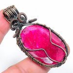 Ruby(Simulated) Gemstone Copper Wire Wrap Jewelry Pendant 2.56 t5o72