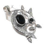 Black Spinel Handmade 925 Sterling Silver Jewelry Pendant 2.56 z4k88