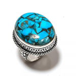Copper Blue Turquoise Handmade 925 Sterling Silver Ring Size 9 n5m75