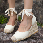 Espadrillid kiiludega sandaalid naistele Suvi 2025 Kinnine nina pahkluuringuga slingback sandaalid Naine Mugavus paeladega vabaaja sandaalid 35 beež