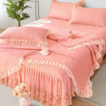 Cool bean ice silk mat four-piece bed skirt lace summer air conditioning mat bedspread pad machine washable 150x200cm
