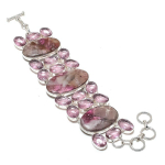 Cobalt, Kunzite Gemstone Handmade 925 Sterling Silver Bracelet 7-8 u8p19