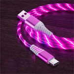 Flow helendav C-t&uuml;&uuml;pi USB-kaabel 3A kiirlaadimise andmekaabel Samsungi Xiaomi OPPO Huawei iPhone laadija mikro-USB-juhtmega LED-kaabli jaoks 2m For iPhone