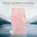 Rose Quartz Carved Owl shaped Decor Pink Crystal Healing Stone Gemstone Decoration (2in)