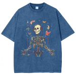 Suvine unisex T-s&auml;rk Y2K naiste riiete m&uuml;&uuml;k &uuml;lem&otilde;&otilde;duline koljupildiga faux denim top Harajuku l&uuml;hikeste varrukatega M