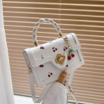 Moodne kirsiprindiga &uuml;lemise k&auml;epidemega kott daamidele, armas &otilde;lakott, luksusliku kaubam&auml;rgiga v&auml;ike ruudukujuline kott naistele, kvaliteetne &otilde;lakott 20x7x13cm