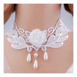 Naiste pidu Kaelakee &Otilde;&otilde;nes pits Faux Pearl Decor Tutt Prom Cosplay Halloween Carnival Choker Pulmaetendus Kaelusega ehted E