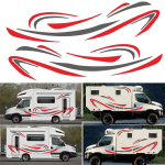 2x Auto Punased ja Hallid Triibud Kleebised Karavani Reisi-Matkaauto Bussile