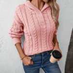 Naiste vabaaja kapuutsiga sviiter retro n&ouml;&ouml;biga kootud kampsun pikkade varrukatega L