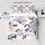 3-osaline naturaalne roosa lillemustriga tr&uuml;kitud udusuletekk (1 tekikott+2 padjap&uuml;&uuml;ri, ilma sisuta) voodipesu komplekt 135x200cm-EU-Single